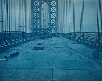 DE SALIGNAC, EUGENE (1861-1943) Group of approximately 60 cyanotypes depicting the construction of the Manhattan Bridge,